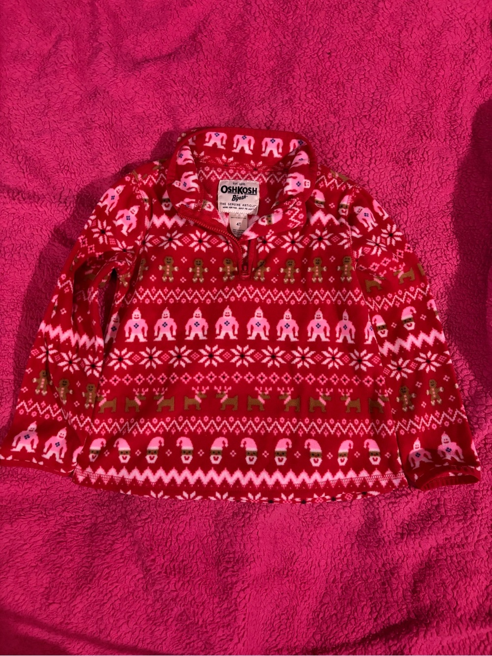 OshKosh B'gosh Red Holiday Fleece Pullover with Festive Print